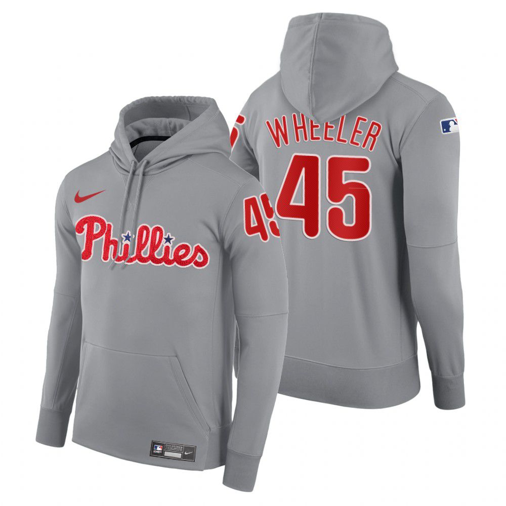 Men Philadelphia Phillies #45 Wheeler gray road hoodie 2021 MLB Nike Jerseys->philadelphia phillies->MLB Jersey